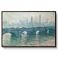 Waterloo Bridge, Gray Weather, 1900 by Claude Monet in a walnut floater framed canvas wall art display.