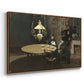 Angled view of Interior, after Dinner, 1868-1869 by Claude Monet in a walnut floater framed canvas.