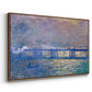 Angled view of Charing Cross Bridge, 1903 by Claude Monet in a walnut floater framed canvas.