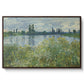 Banks of the Seine, Vétheuil, 1880 by Claude Monet in a walnut floater framed canvas wall art display.