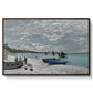 The Beach at Sainte-Adresse, 1867 by Claude Monet in a walnut floater framed canvas wall art display.