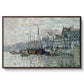View of the Prins Hendrikkade and Kromme Waal in Amsterdam, 1874 by Claude Monet in a walnut floater framed canvas wall art display.