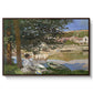 On the Bank of the Seine, Bennecourt, 1868 by Claude Monet in a walnut floater framed canvas wall art display.