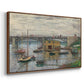 Angled view of Bridge at Argenteuil on a Gray Day, c. 1876 by Claude Monet in a walnut floater framed canvas.