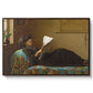 Interesting News, 1872 by Eastman Johnson in a walnut floater framed canvas wall art display.