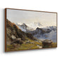 Angled view of The Großglockner from the Prager Hut, 1890 by Edward Theodore Compton in a walnut floater framed canvas.
