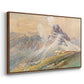 Angled view of From the Dolomites, 1904 by Edward Theodore Compton in a walnut floater framed canvas.