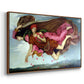 Angled view of Night and Sleep, 1878 by Evelyn De Morgan in a walnut floater framed canvas.