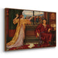 Angled view of The Gilded Cage, c. 1901-1902 by Evelyn De Morgan in a walnut floater framed canvas.