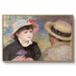 Boating Couple (Aline Charigot and Renoir), c. 1881 by Pierre-Auguste Renoir in a natural wood floater framed canvas wall art display.
