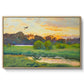 Flying Duck at Sunset, 1924 by Bruno Liljefors in a natural wood floater framed canvas wall art display.