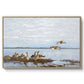 Greylag Geese (Grågäss), 1922 by Bruno Liljefors in a natural wood floater framed canvas wall art display.