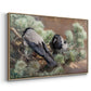 Angled view of Hooded Crows (Kråkor), 1891 by Bruno Liljefors in a natural wood floater framed canvas.