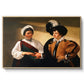 The Fortune Teller (Louvre Version), c. 1595 by Caravaggio in a natural wood floater framed canvas wall art display.