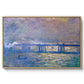 Charing Cross Bridge, 1903 by Claude Monet in a natural wood floater framed canvas wall art display.