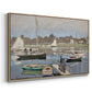 Angled view of The Basin at Argenteuil, 1874 by Claude Monet in a natural wood floater framed canvas.
