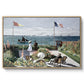 Garden at Sainte-Adresse, 1867 by Claude Monet in a natural wood floater framed canvas wall art display.
