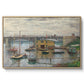 Bridge at Argenteuil on a Gray Day, c. 1876 by Claude Monet in a natural wood floater framed canvas wall art display.