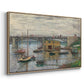 Angled view of Bridge at Argenteuil on a Gray Day, c. 1876 by Claude Monet in a natural wood floater framed canvas.