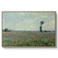 Poppy Field, 1881 by Claude Monet in a natural wood floater framed canvas wall art display.
