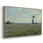 Angled view of Poppy Field, 1881 by Claude Monet in a natural wood floater framed canvas.