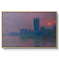 The Houses of Parliament, Sunset, 1903 by Claude Monet in a natural wood floater framed canvas wall art display.