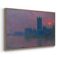 Angled view of The Houses of Parliament, Sunset, 1903 by Claude Monet in a natural wood floater framed canvas.