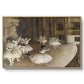 The Rehearsal of the Ballet Onstage, 1874 by Edgar Degas in a natural wood floater framed canvas wall art display.