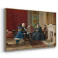 Angled view of The Brown Family, 1869 by Eastman Johnson in a natural wood floater framed canvas.