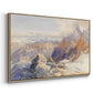 Angled view of Col du Géant, 1903 by Edward Theodore Compton in a natural wood floater framed canvas.