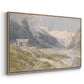 Angled view of Shepherds (Pasterze), c. 1921 by Edward Theodore Compton in a natural wood floater framed canvas.