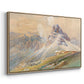 Angled view of From the Dolomites, 1904 by Edward Theodore Compton in a natural wood floater framed canvas.
