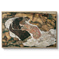 Death and the Maiden, 1915 by Egon Schiele in a natural wood floater framed canvas wall art display.