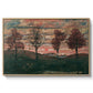 Four Trees, 1917 by Egon Schiele in a natural wood floater framed canvas wall art display.