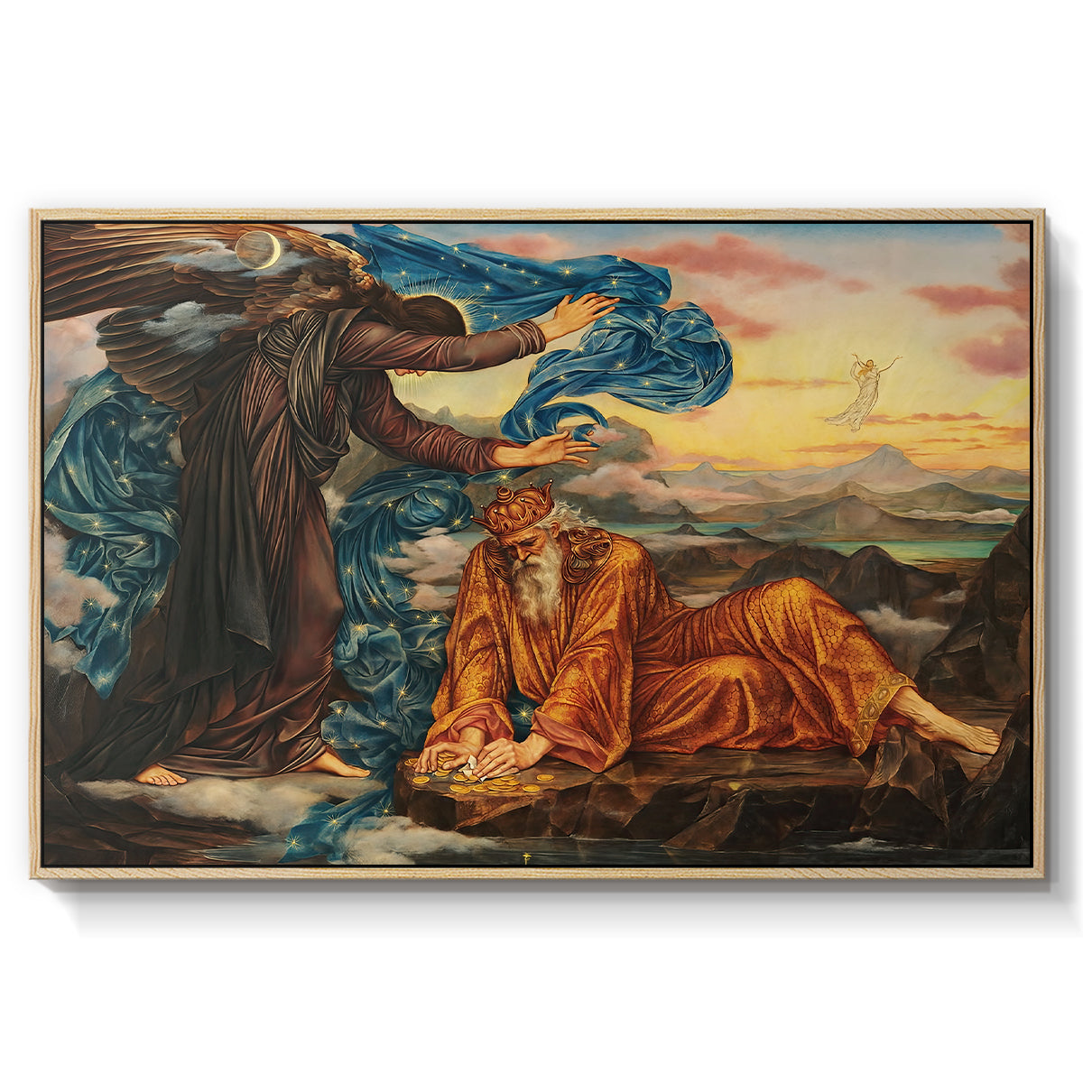 Earthbound, 1897 by Evelyn De Morgan in a natural wood floater framed canvas wall art display.