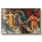 The Storm Spirits, 1900 by Evelyn De Morgan in a natural wood floater framed canvas wall art display.