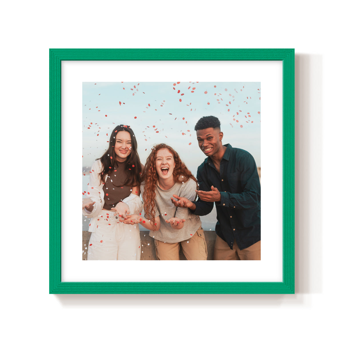 Custom Photo Frame White border green