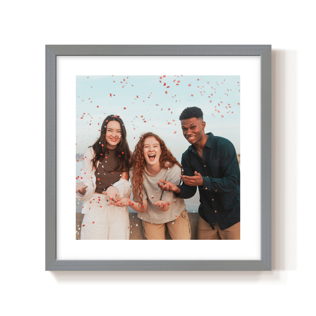 Custom Photo Frame White border grey