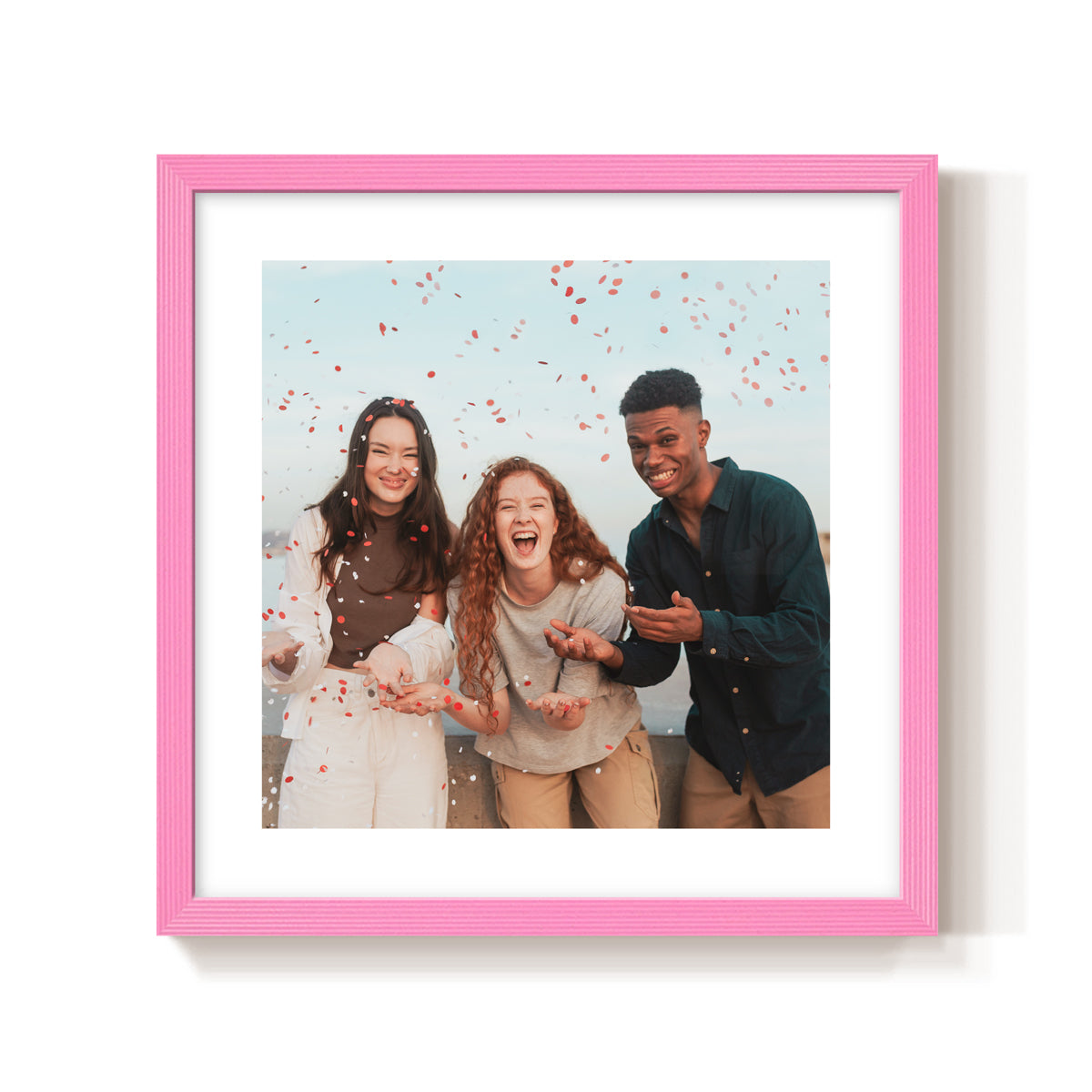 Custom Photo Frame White border Pink