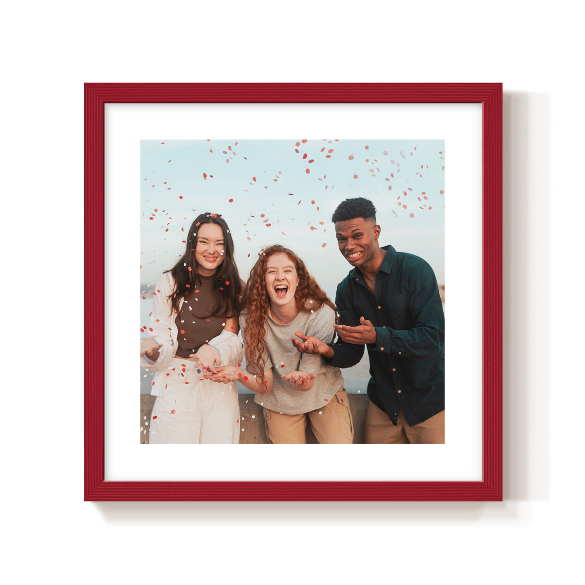 Custom Photo Frame White border red