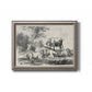 Classical pastoral landscape artwork by Nicolas Berchem printed on canvas in an ornate vintage silver frame.