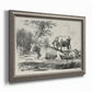 Classical pastoral landscape artwork by Nicolas Berchem printed on canvas in an ornate vintage silver frame.